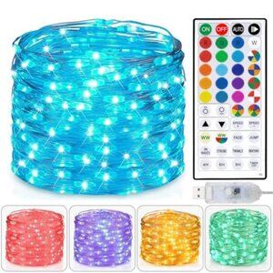 USB Fairy Lights 33ft 100 LED String Lights Remote Multicolor Twinkle Party